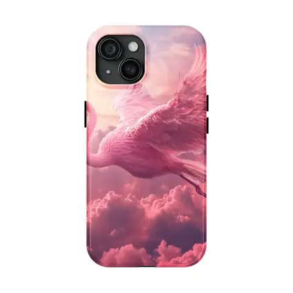 Pink Flamingo Flying Through Dreamy Clouds