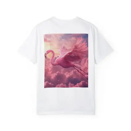 Pink Flamingo Flying Through Dreamy Clouds