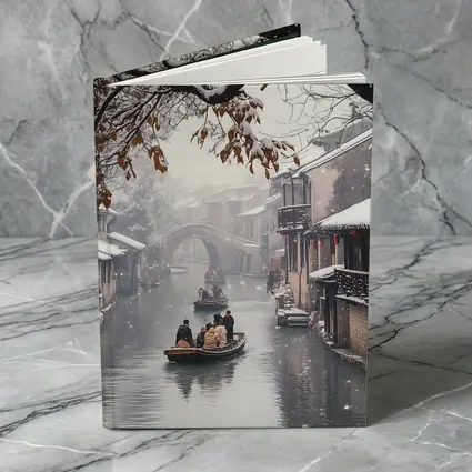Chinese Water Town Canal Snow Winter Scene