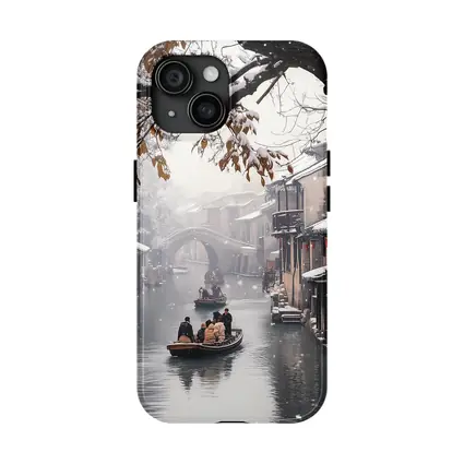 Chinese Water Town Canal Snow Winter Scene