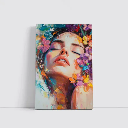 Woman Face Floral Oil Painting Art