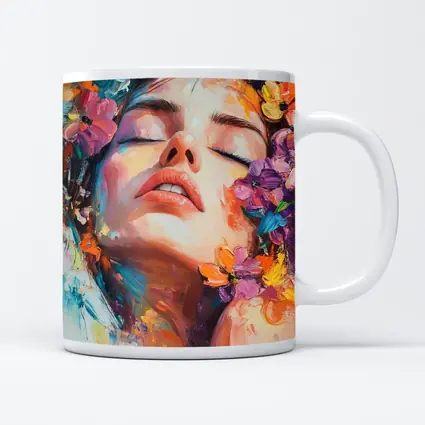 Woman Face Floral Oil Painting Art