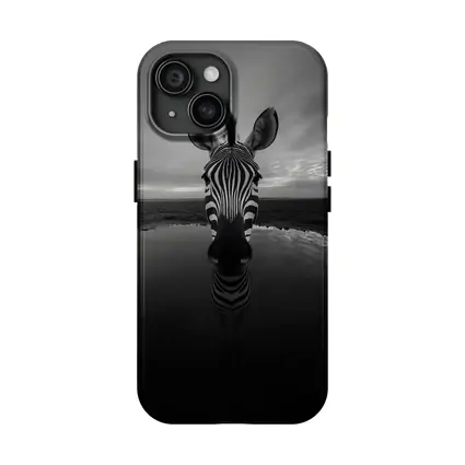 Zebra Portrait Black and White Water Reflection