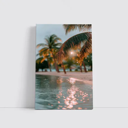 Tropical Beach Palm Trees Golden Light