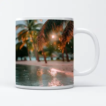 Tropical Beach Palm Trees Golden Light
