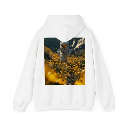 Astronaut Standing In Yellow Flower Field