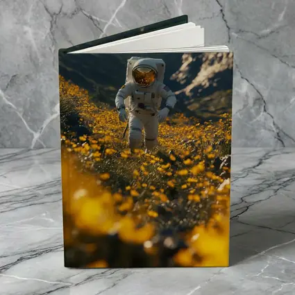 Astronaut Standing In Yellow Flower Field