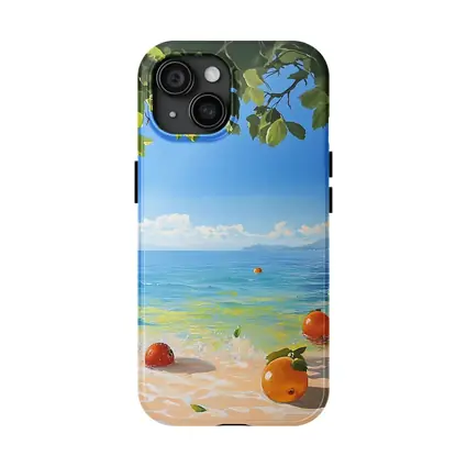 Oranges Floating On Tropical Beach Shore Painting