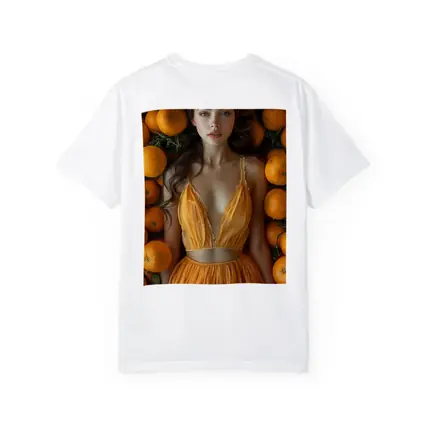 Woman in Orange Dress Among Fresh Oranges