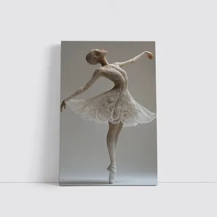 White Ballerina Dancing En Pointe Minimal