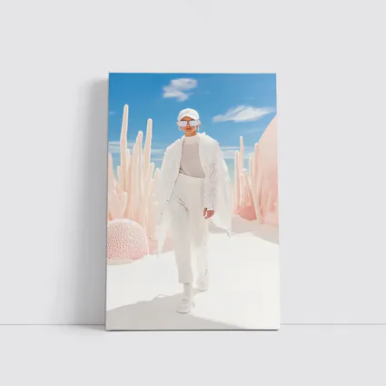 Fashion Model White Outfit Desert Sky