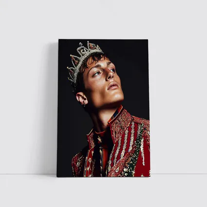 Young King Crown Red Ornate Dark Background