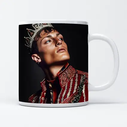 Young King Crown Red Ornate Dark Background
