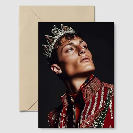 Young King Crown Red Ornate Dark Background