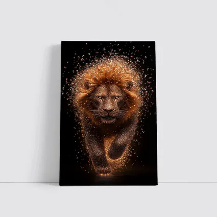 Lion Particle Explosion Dark Black Background
