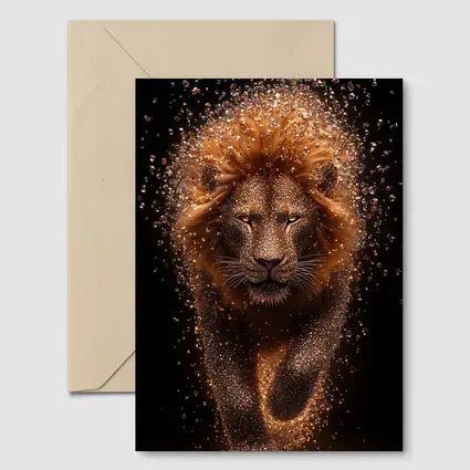 Lion Particle Explosion Dark Black Background