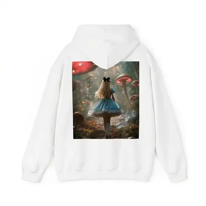 Alice Wonderland Girl Walking Mushroom Forest