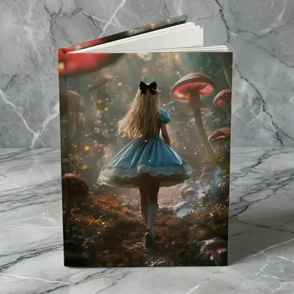 Alice Wonderland Girl Walking Mushroom Forest