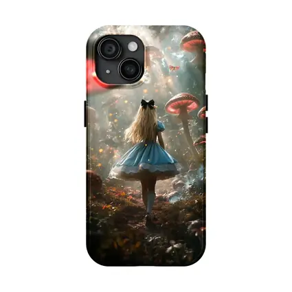 Alice Wonderland Girl Walking Mushroom Forest