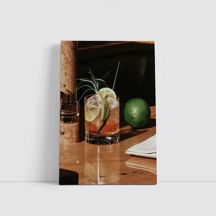 Whiskey Cocktail With Lime On Bar