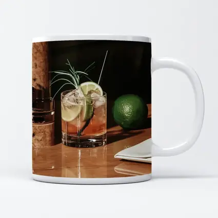 Whiskey Cocktail With Lime On Bar