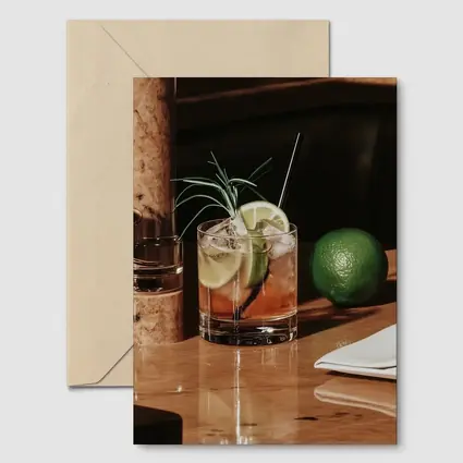 Whiskey Cocktail With Lime On Bar
