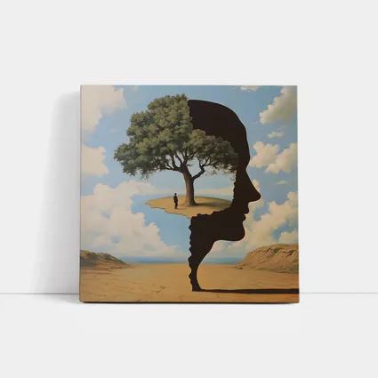 Surreal Human Face Tree Desert Sky