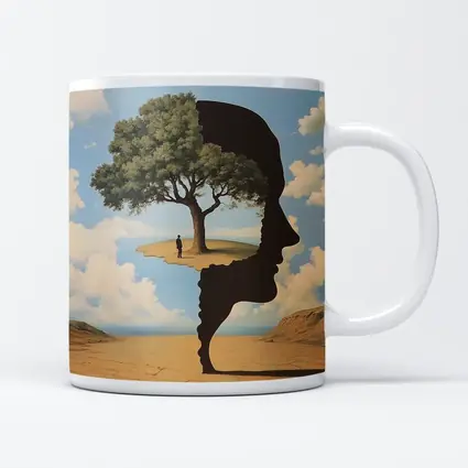 Surreal Human Face Tree Desert Sky
