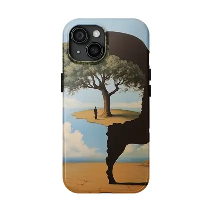 Surreal Human Face Tree Desert Sky