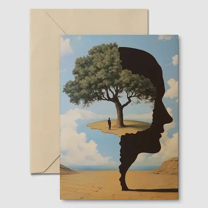 Surreal Human Face Tree Desert Sky