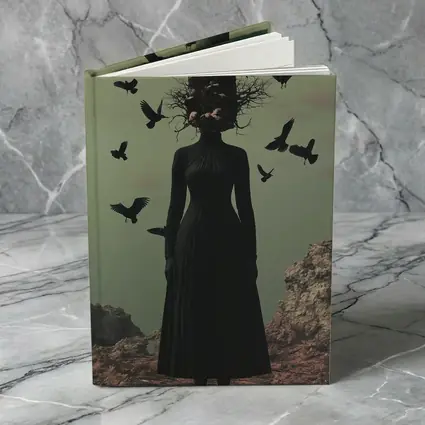 Dark Woman Tower Head Ravens Surreal Art
