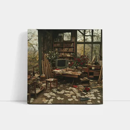 Cluttered Vintage Room With Autumn Trees