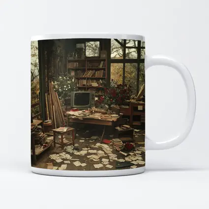 Cluttered Vintage Room With Autumn Trees