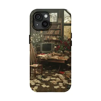 Cluttered Vintage Room With Autumn Trees