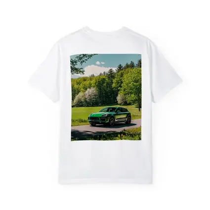 Green Porsche Macan On Sunny Country Road
