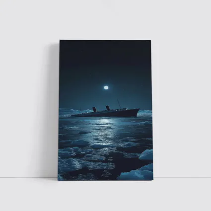 Titanic Ship Sinking Icy Ocean Moonlit Night