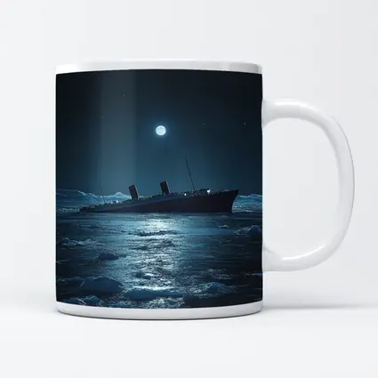 Titanic Ship Sinking Icy Ocean Moonlit Night