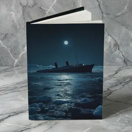 Titanic Ship Sinking Icy Ocean Moonlit Night