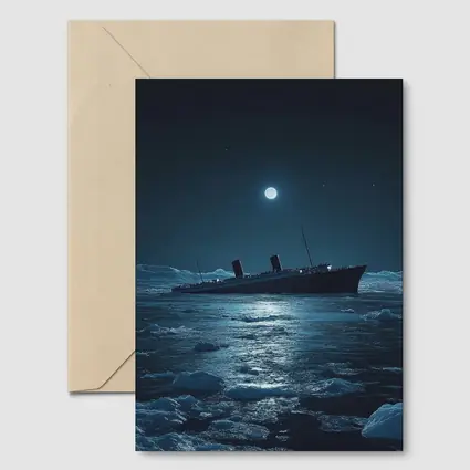 Titanic Ship Sinking Icy Ocean Moonlit Night