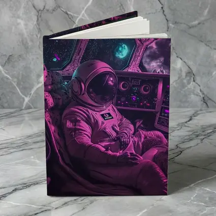Astronaut Relaxing Inside Neon Space Cockpit