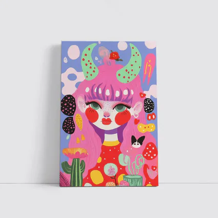 Pink Hair Girl Fantasy Pop Art Illustration