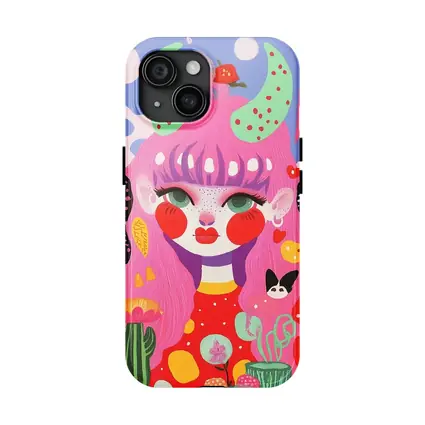 Pink Hair Girl Fantasy Pop Art Illustration