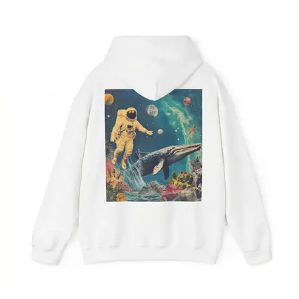 Astronaut Floating With Whale Retro Collage Space