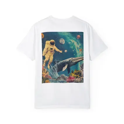 Astronaut Floating With Whale Retro Collage Space