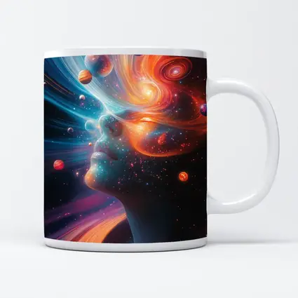 Cosmic Woman Face Space Planets Surreal Art