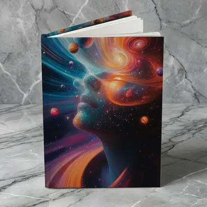 Cosmic Woman Face Space Planets Surreal Art