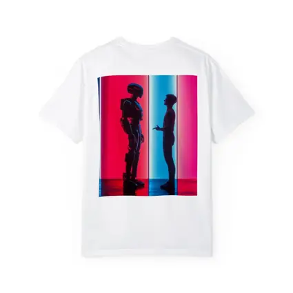 Robot and Human Silhouette Neon Light
