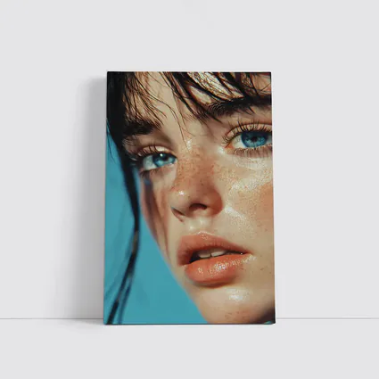 Blue Eyed Woman Close Up Portrait