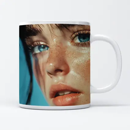Blue Eyed Woman Close Up Portrait