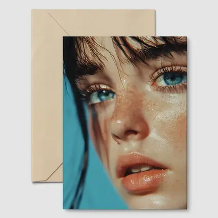 Blue Eyed Woman Close Up Portrait